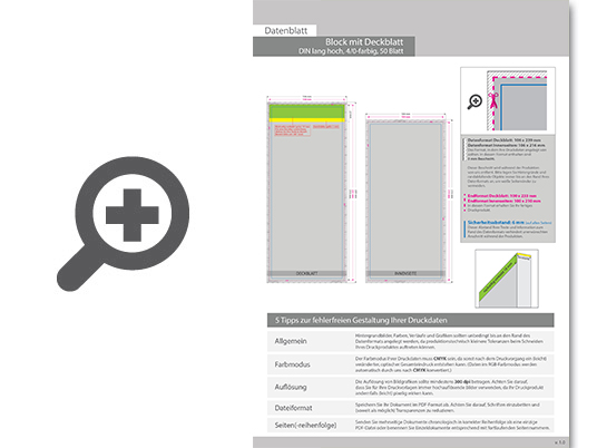 Product Bild block_mit_leimbindung_und_deckblatt__din_lang__50_blatt__4_0_farbig_einseitig_bedruckt